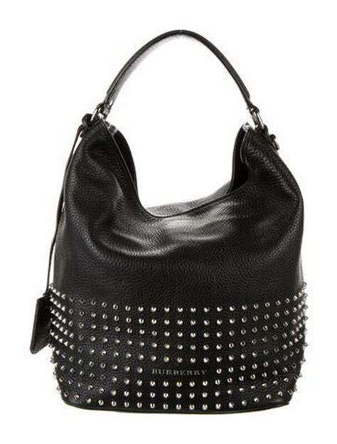 burberry susanna black|BURBERRY Susanna Studded Black Leather Hobo Bag.